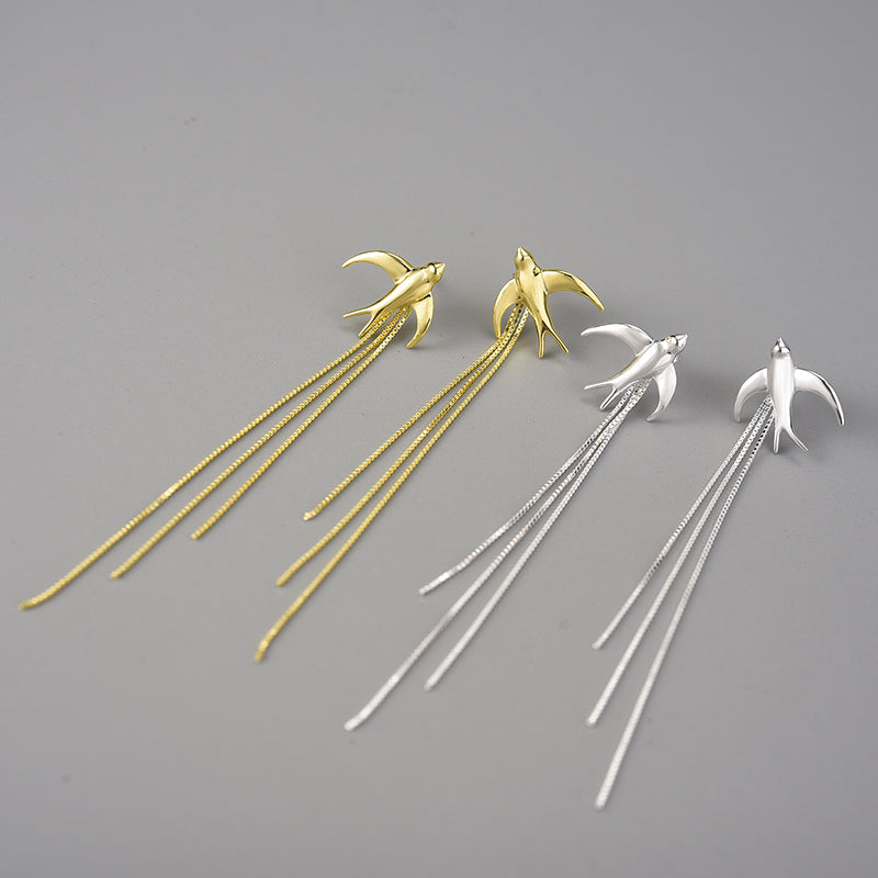 Flying Swallow - Long Dangle Earrings | NEW
