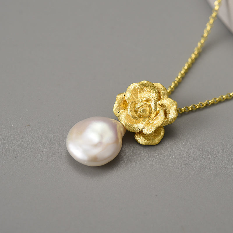 Mother Pearl Camellia - Handmade Necklace | NEW