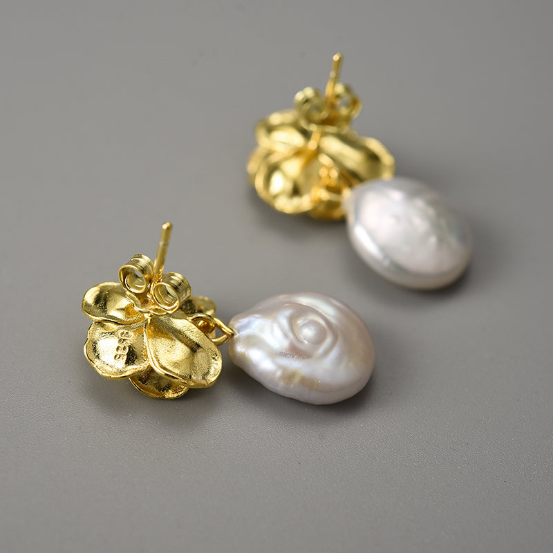 Mother Pearl Camellia - Dangle Earrings | NEW
