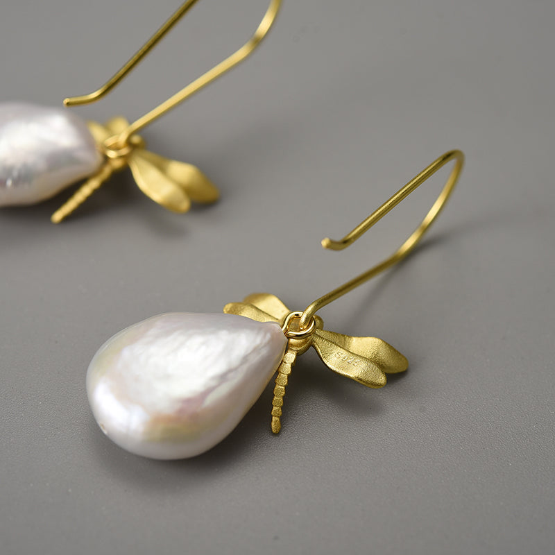 Mother Pearl Dragonfly - Dangle Earrings | NEW