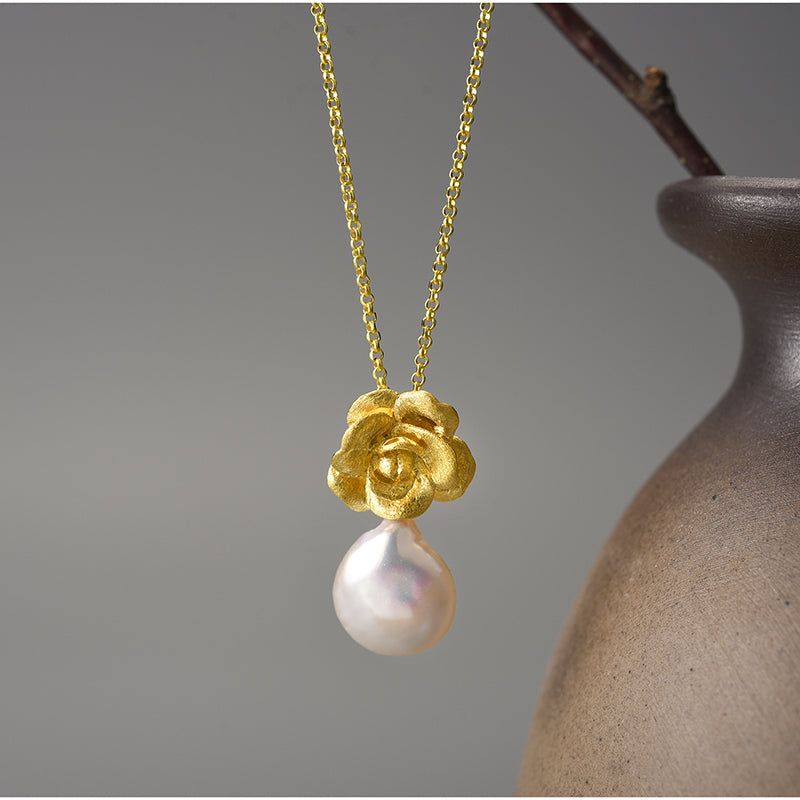 Mother Pearl Camellia - Handmade Necklace | NEW