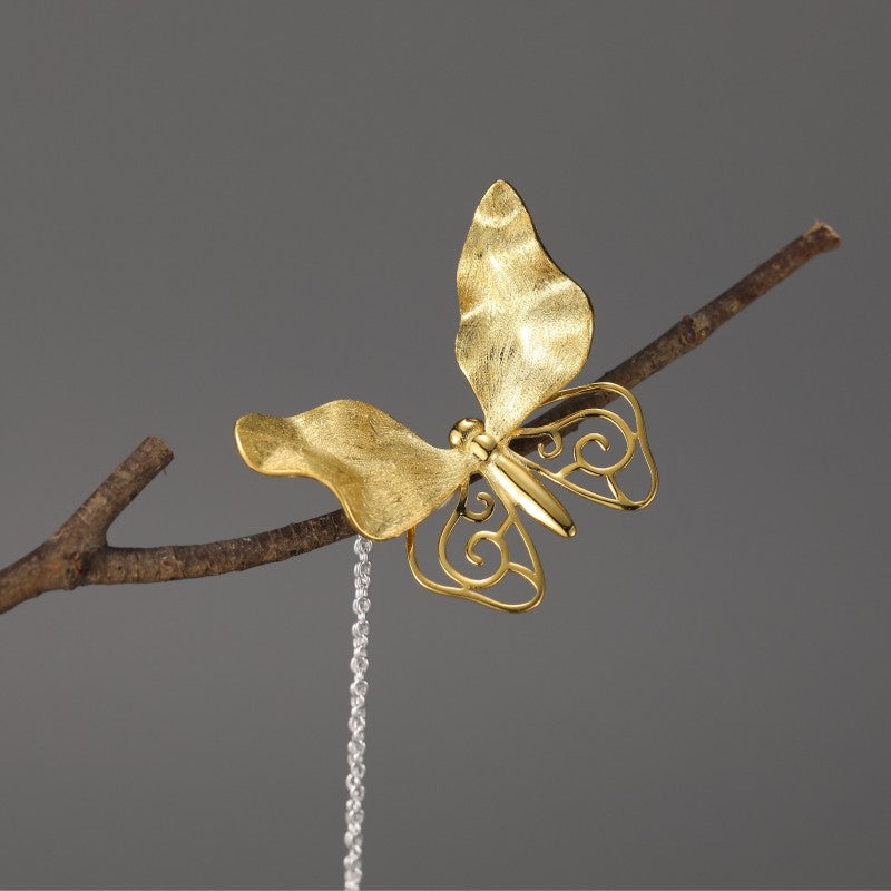 Golden Whisper Butterfly - Handmade Pendant | NEW