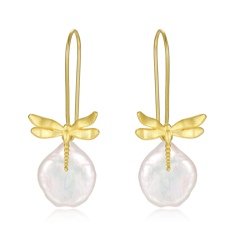 Mother Pearl Dragonfly - Dangle Earrings | NEW