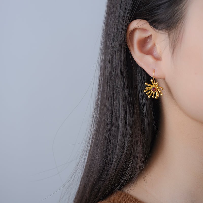 Garnet Peridot - Dangle Earrings