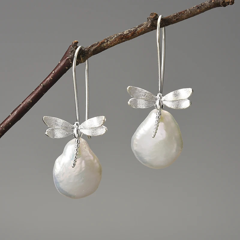 Mother Pearl Dragonfly - Dangle Earrings | NEW