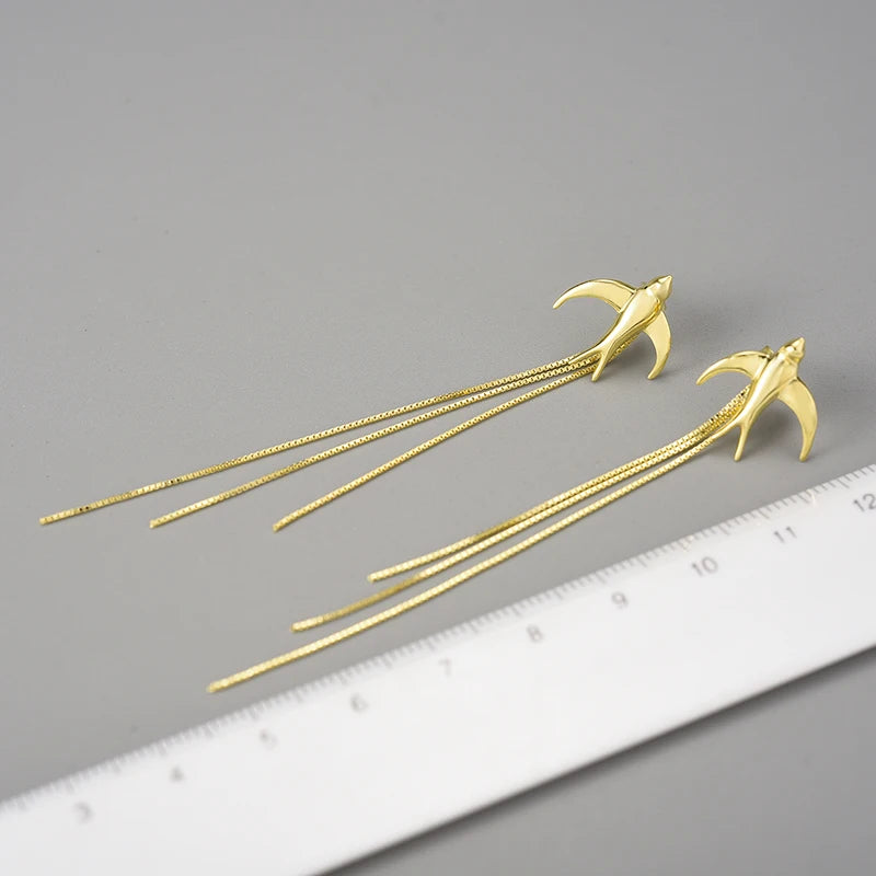 Flying Swallow - Long Dangle Earrings | NEW