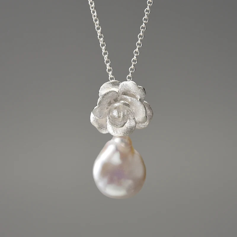 Mother Pearl Camellia - Handmade Necklace | NEW