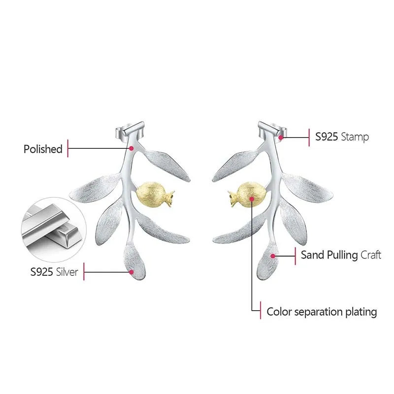 Pomegranate Leaves - Dangle Earrings | NEW