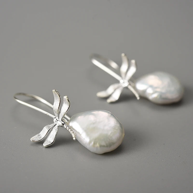 Mother Pearl Dragonfly - Dangle Earrings | NEW