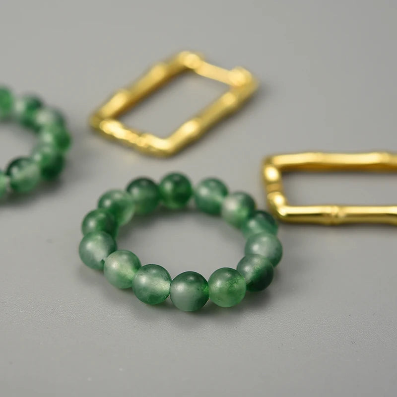 Natural Agate Bamboo - Hoop Earrings | NEW