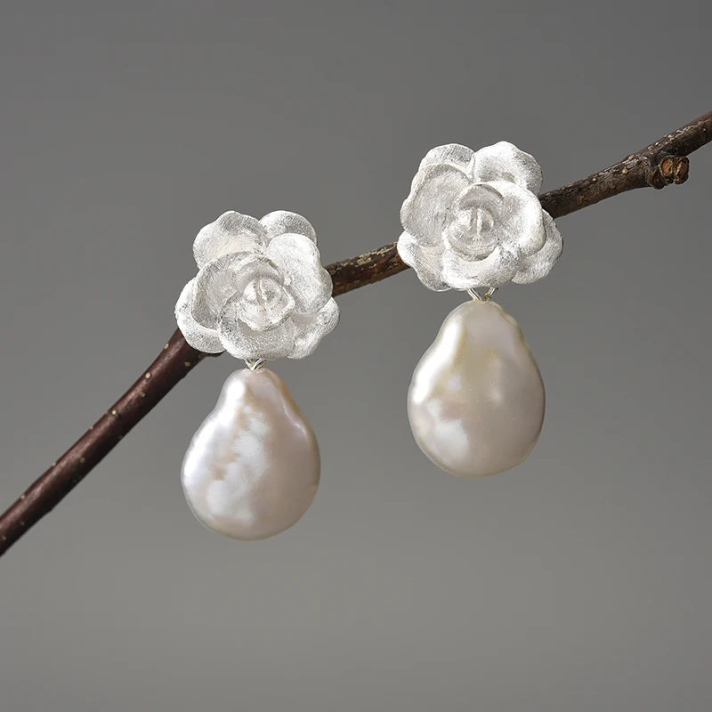 Mother Pearl Camellia - Dangle Earrings | NEW