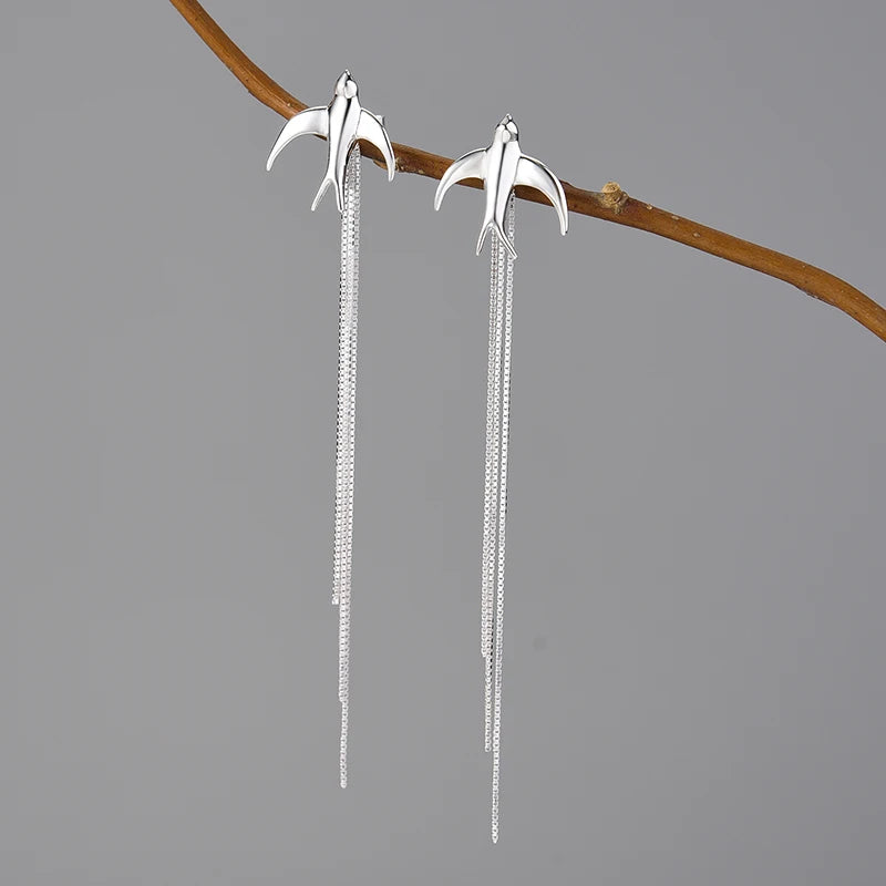 Flying Swallow - Long Dangle Earrings | NEW