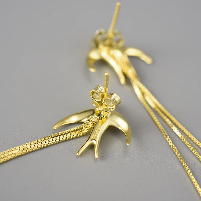 Flying Swallow - Long Dangle Earrings | NEW