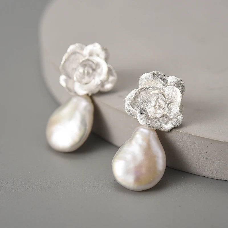 Mother Pearl Camellia - Dangle Earrings | NEW