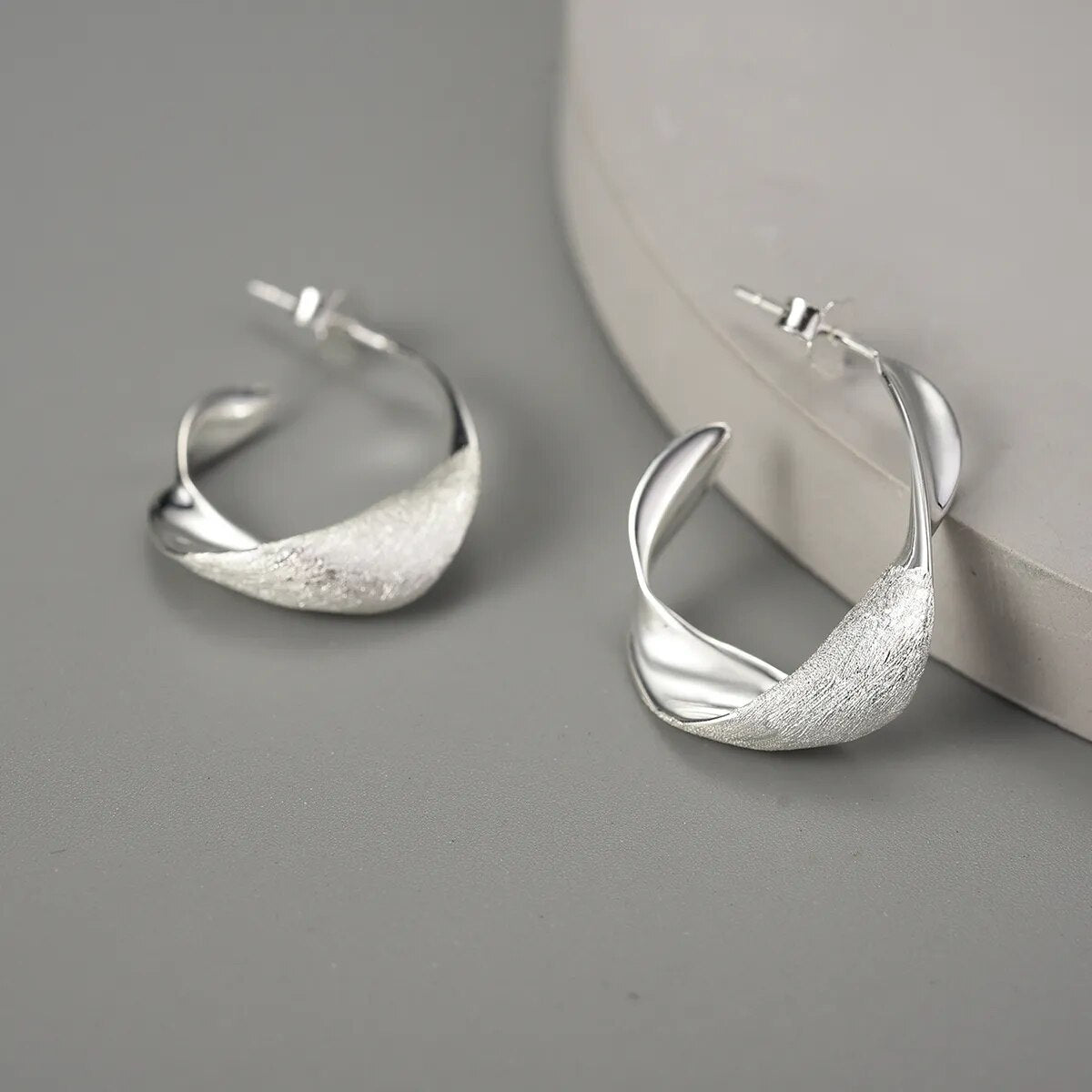 Curled Leaf - Hoop Earrings