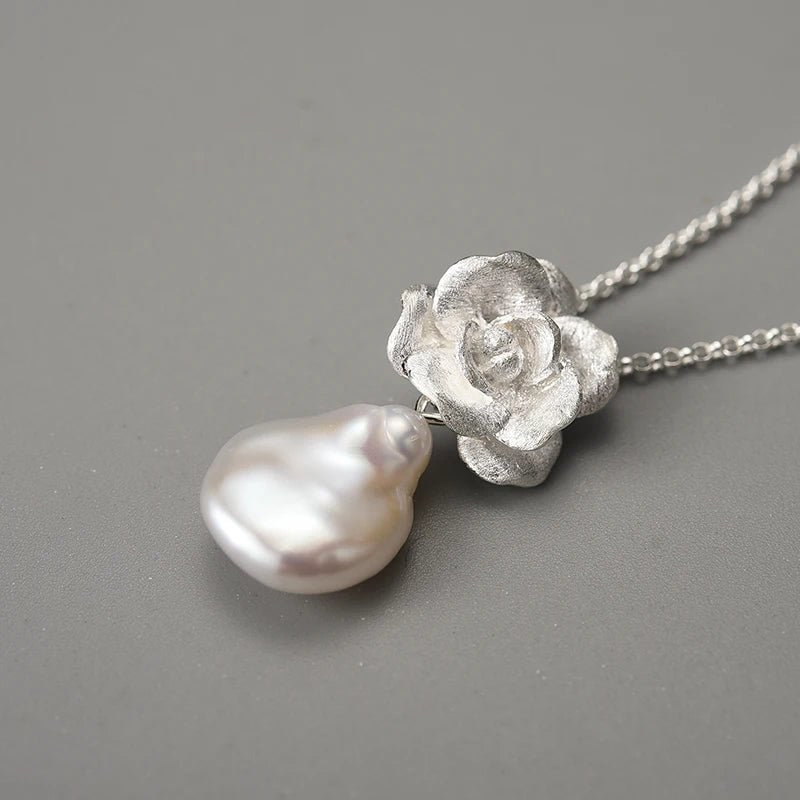 Mother Pearl Camellia - Handmade Necklace | NEW