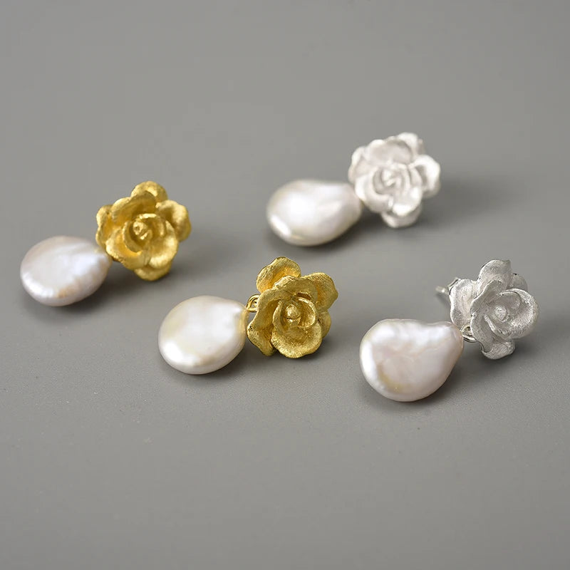 Mother Pearl Camellia - Dangle Earrings | NEW