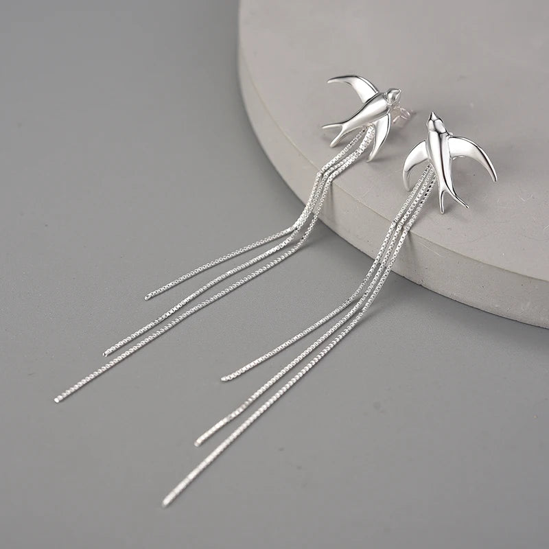 Flying Swallow - Long Dangle Earrings | NEW