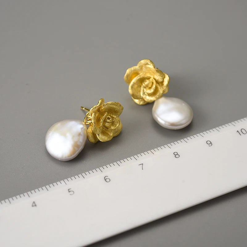 Mother Pearl Camellia - Dangle Earrings | NEW