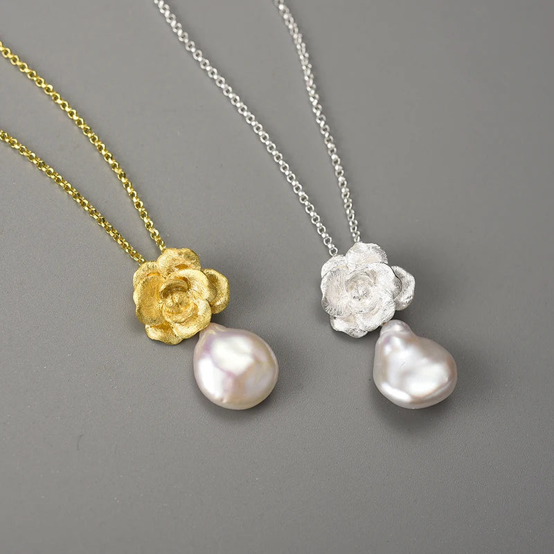 Mother Pearl Camellia - Handmade Necklace | NEW