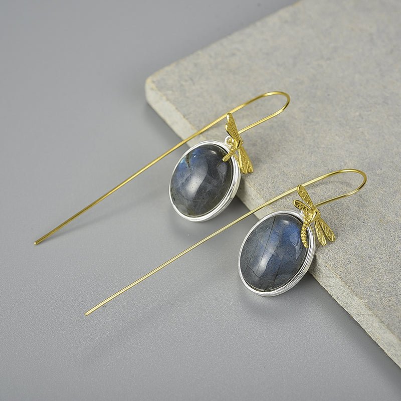 Labradorite Dragonfly - Dangle Earrings