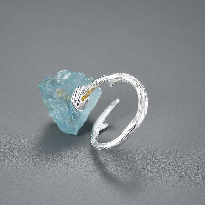 Aquamarine Butterfly - Adjustable Ring