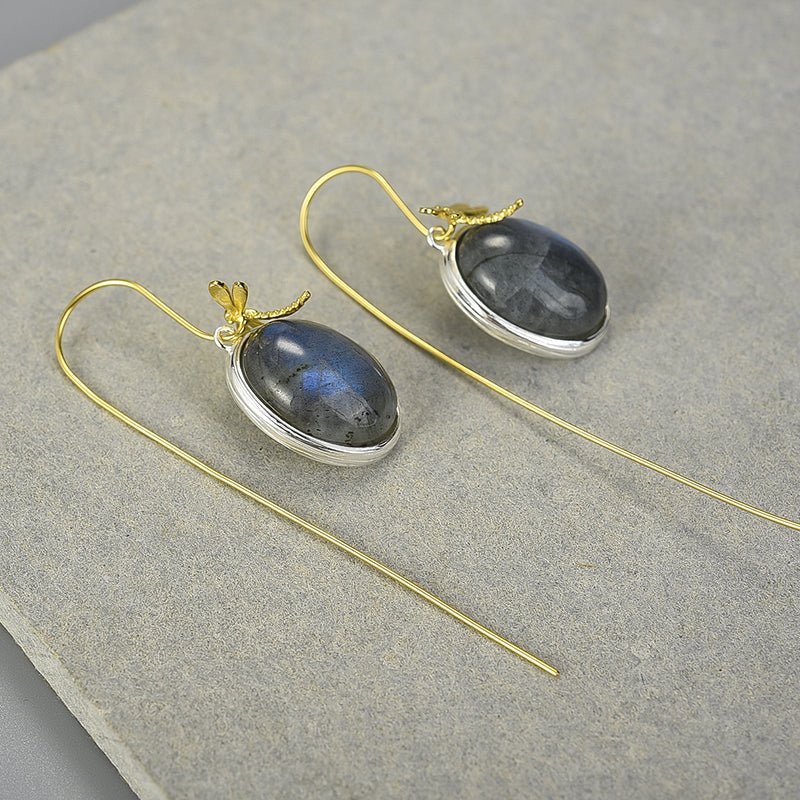 Labradorite Dragonfly - Dangle Earrings