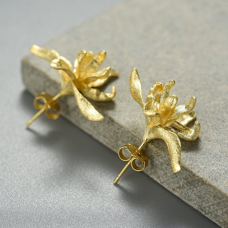 Iris Flower - Stud Earrings