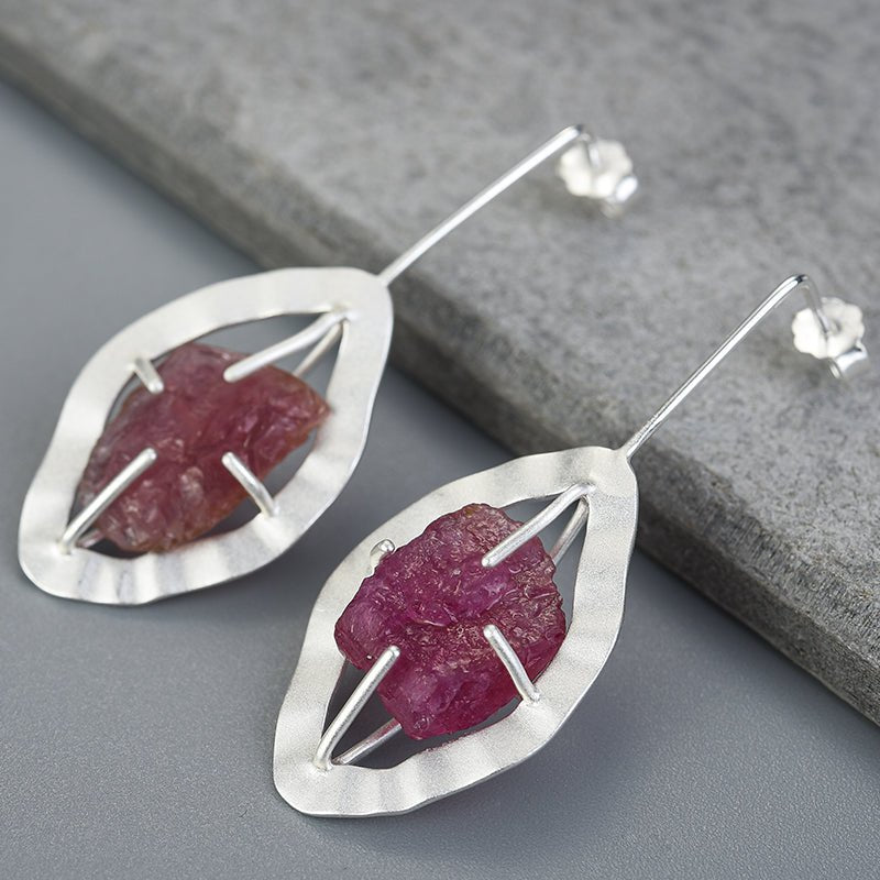 Raw Tourmaline - Dangle Earrings
