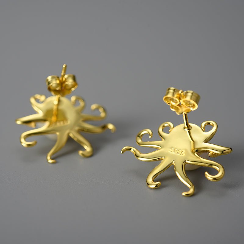 Pearl Octopus - Stud Earrings