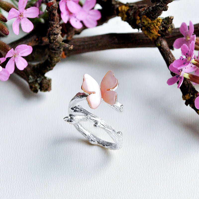 Resting Butterfly - Adjustable Ring - MetalVoque
