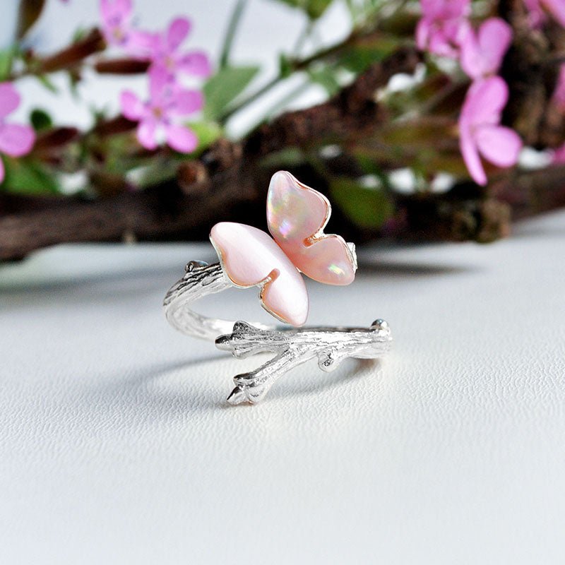 Resting Butterfly - Adjustable Ring - MetalVoque