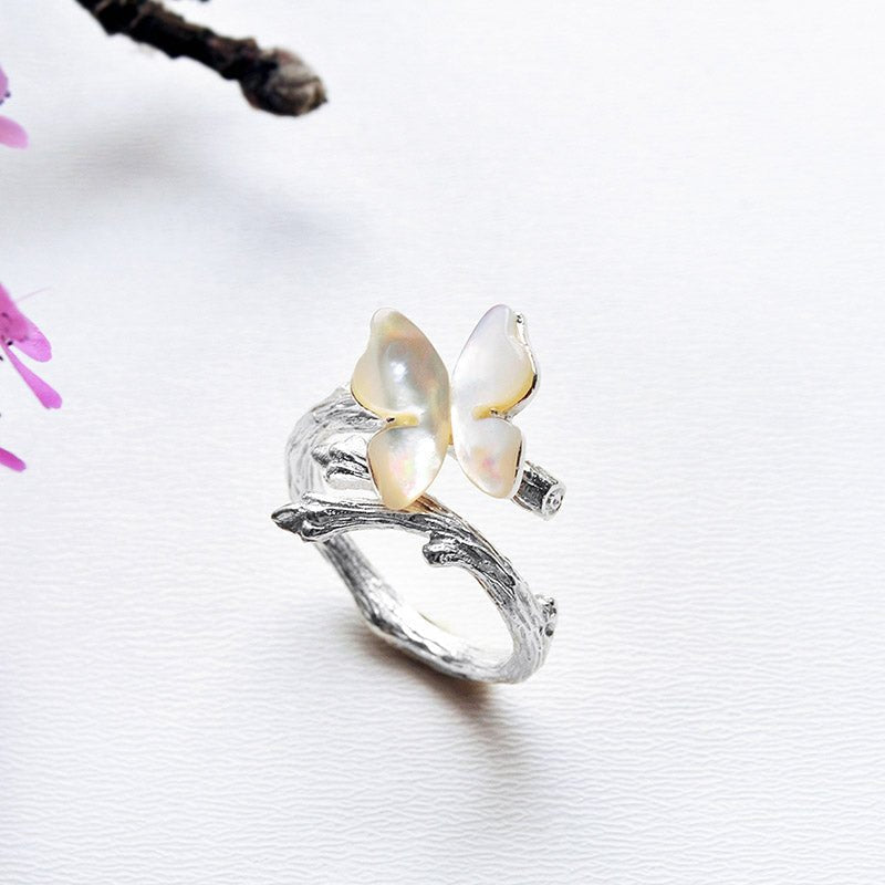 Resting Butterfly - Adjustable Ring - MetalVoque