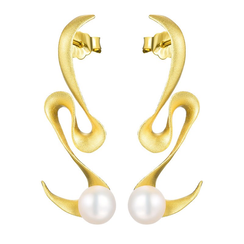 Spiral Pearl - Dangle Earrings