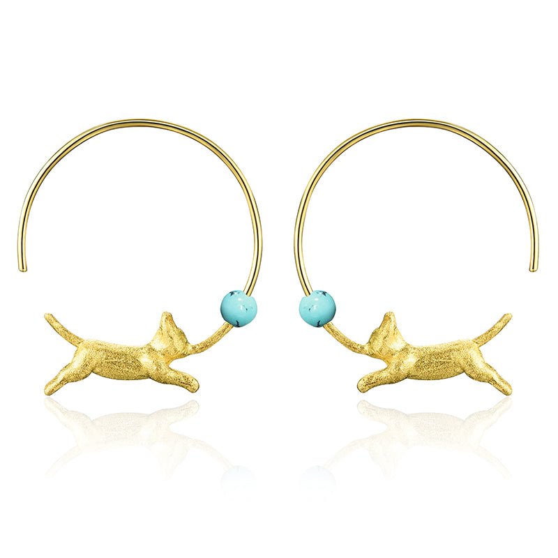 Playing Cat - Hoop Earrings
