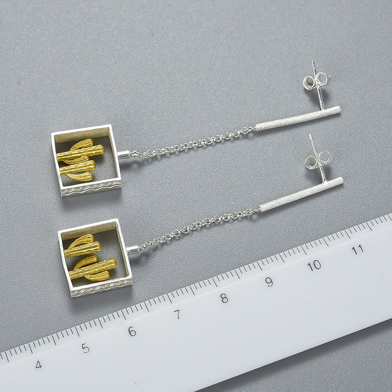 Cactus Cubus - Drop Earrings