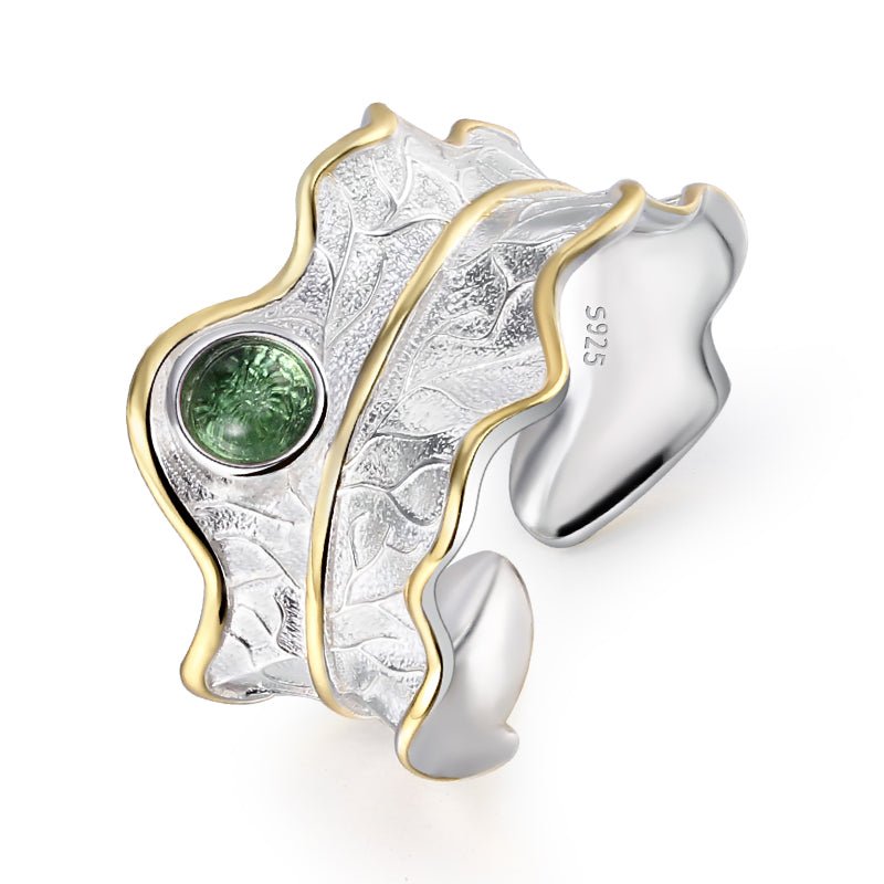 Tourmaline Leaf - Adjustable Ring - MetalVoque