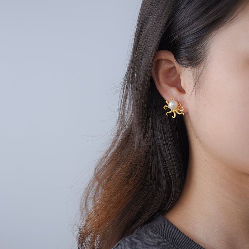 Pearl Octopus - Stud Earrings