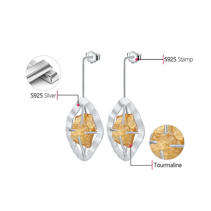 Raw Tourmaline - Dangle Earrings