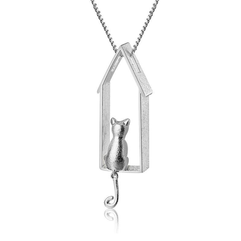 Gazing Cat - Handmade Pendant - MetalVoque