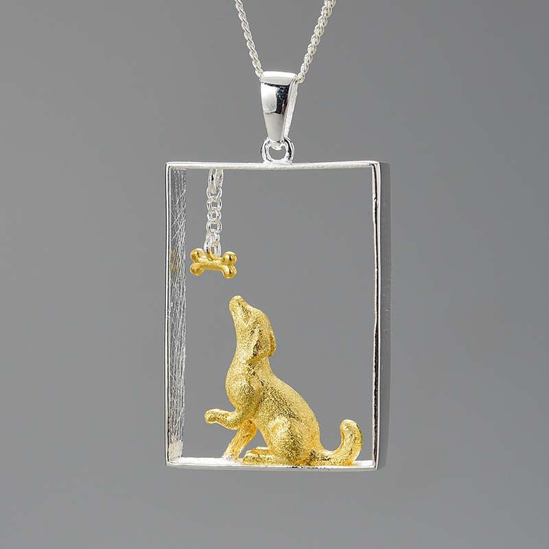 Playing Dog - Handmade Necklace