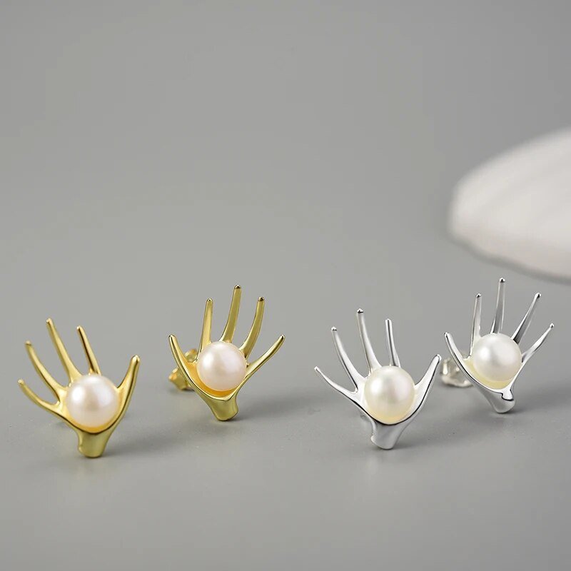 Pearl Hands - Stud Earrings