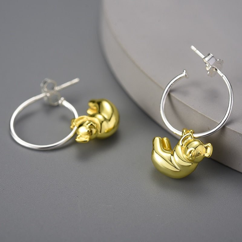 Hanging Koala - Hoop Earrings