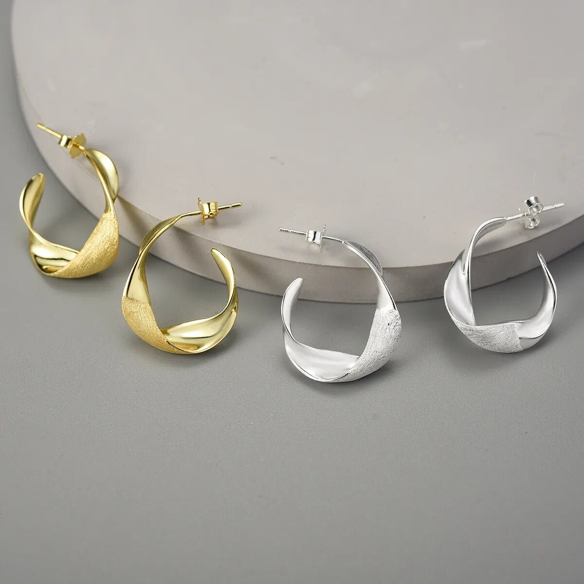Curled Leaf - Hoop Earrings