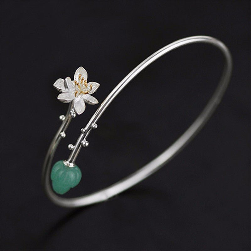 Whispering Lotus - Adjustable Bangle | NEW - MetalVoque
