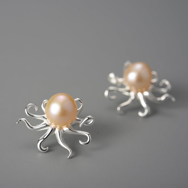 Pearl Octopus - Stud Earrings