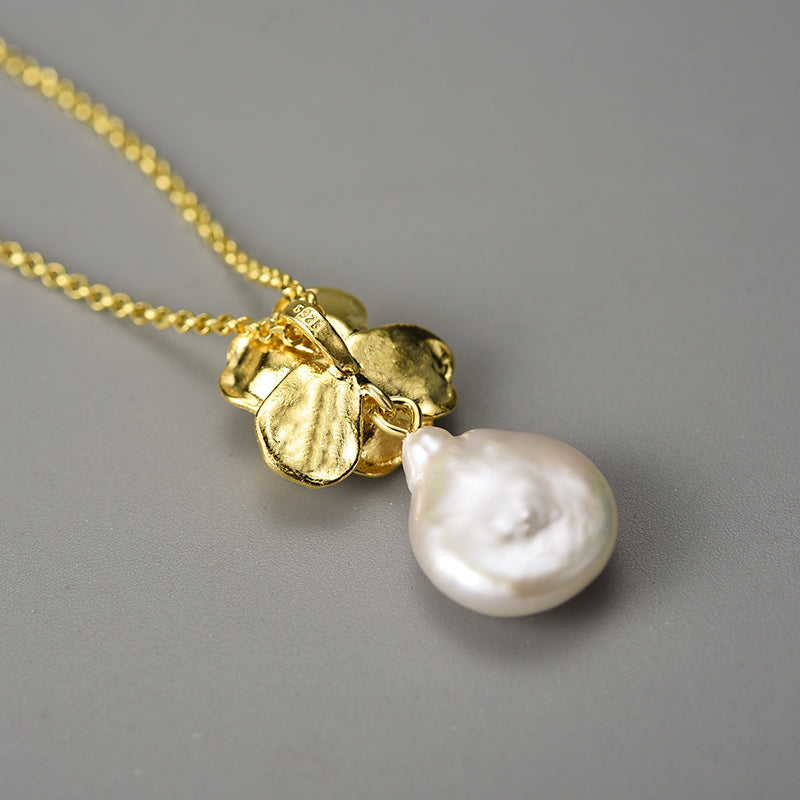 Baroque Pearl Camellia - Handmade Necklace | NEW