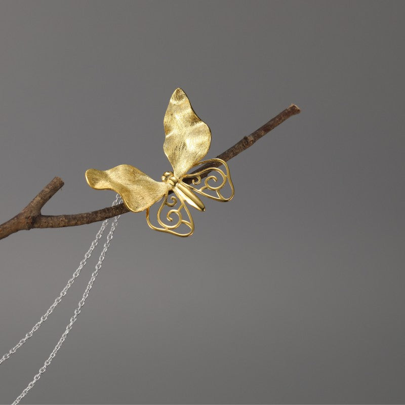 Golden Whisper Butterfly - Handmade Pendant | NEW