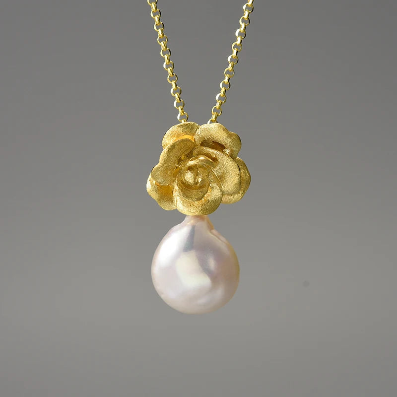 Baroque Pearl Camellia - Handmade Necklace | NEW