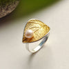 Pearly Leaf - Adjustable Ring - MetalVoque